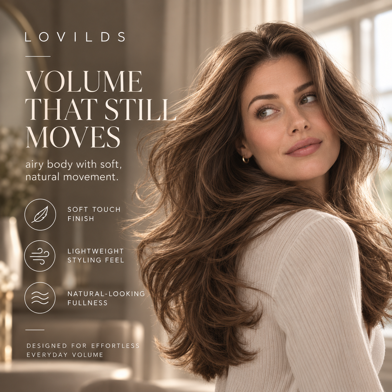 LOVILDS Peach Volumizing & Hold Hair Spray – Lightweight, Bouncy Volume & Long-Lasting Style