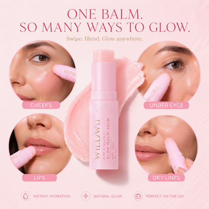 Wildwu Pink Collagen Glow Multi Balm for Under-Eyes, Smile Lines, Neck & Lips