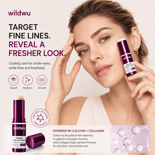 Wildwu™ Collagen Eye Balm Stick, Hydrating Under Eye Moisture Balm for Dry Fine Lines, Portable Eye Care Stick 9g
