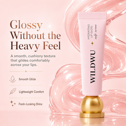 Wildwu Hydrating Lip Gloss - High Shine & Tinted, Infused with Hyaluronic Acid, Jojoba Oil & Shea Butter