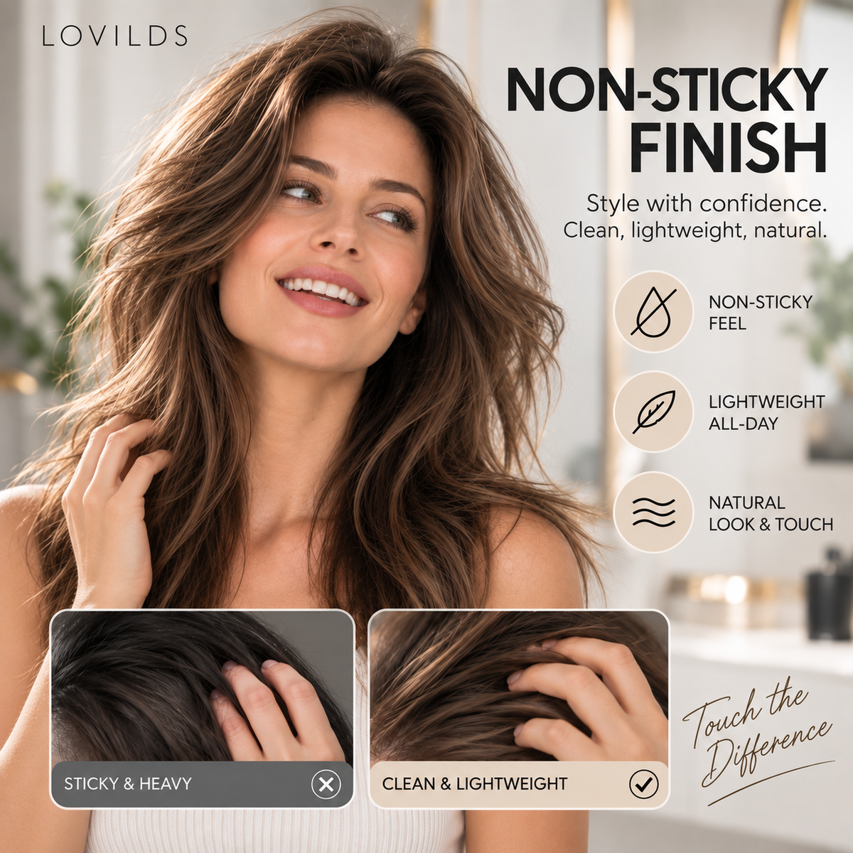 LOVILDS Peach Volumizing & Hold Hair Spray – Lightweight, Bouncy Volume & Long-Lasting Style