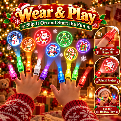 Christmas Finger Projector Lights – LED Santa & Snowman Toys, Stocking Stuffers & Party Favors