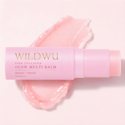 Wildwu Pink Collagen Glow Multi Balm for Under-Eyes, Smile Lines, Neck & Lips