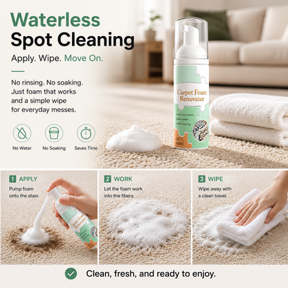 Waterless Carpet Foam Stain Remover – Deep Cleaning Without Washing