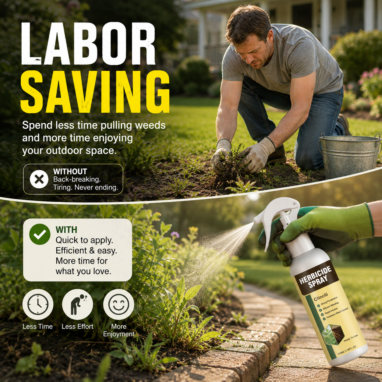 Clincili Weed Killer Spray – Deep Root Weed Control for a Cleaner, Tidy Yard