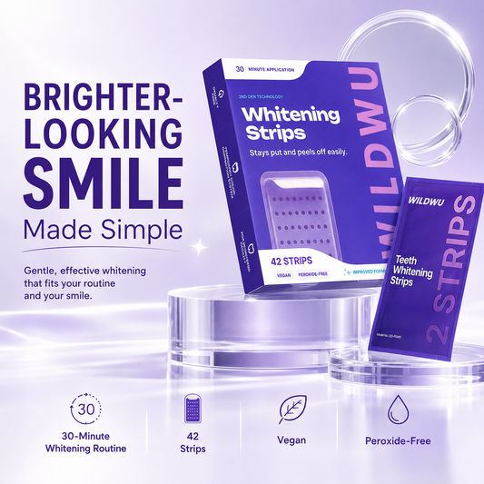 Wildwu Purple Teeth Whitening Strips - Non Sensitive Teeth Whitening - Peroxide-Free