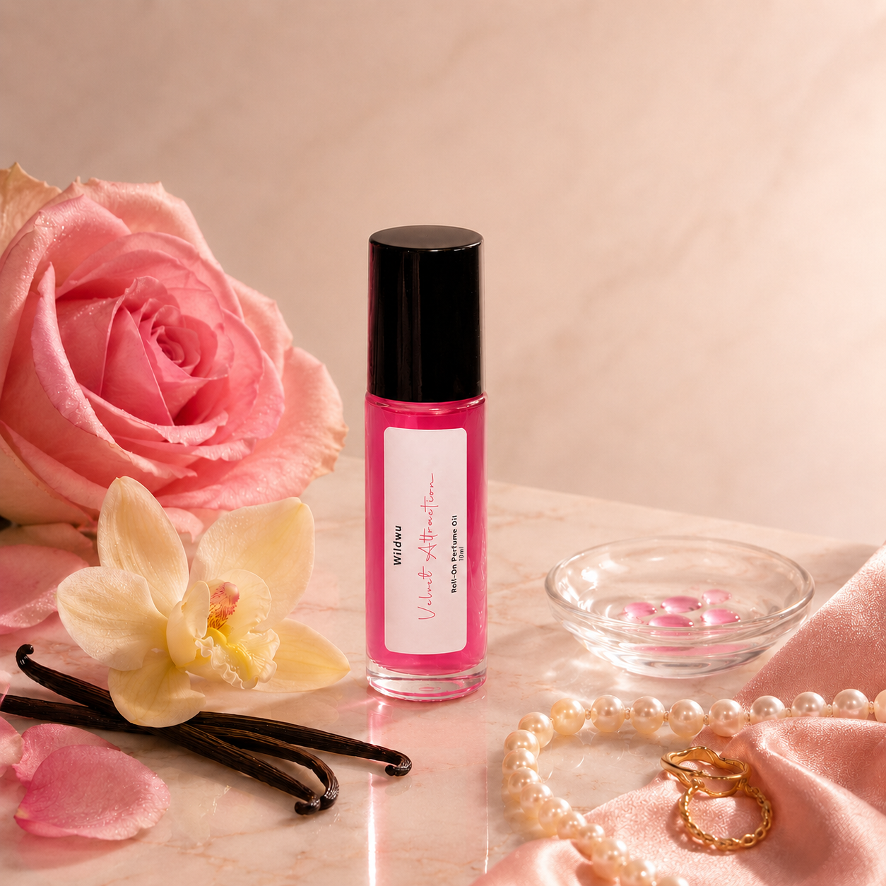 Wildwu™ Velvet Attraction Roll-On Perfume Oil – Soft Fruit-Floral Scent