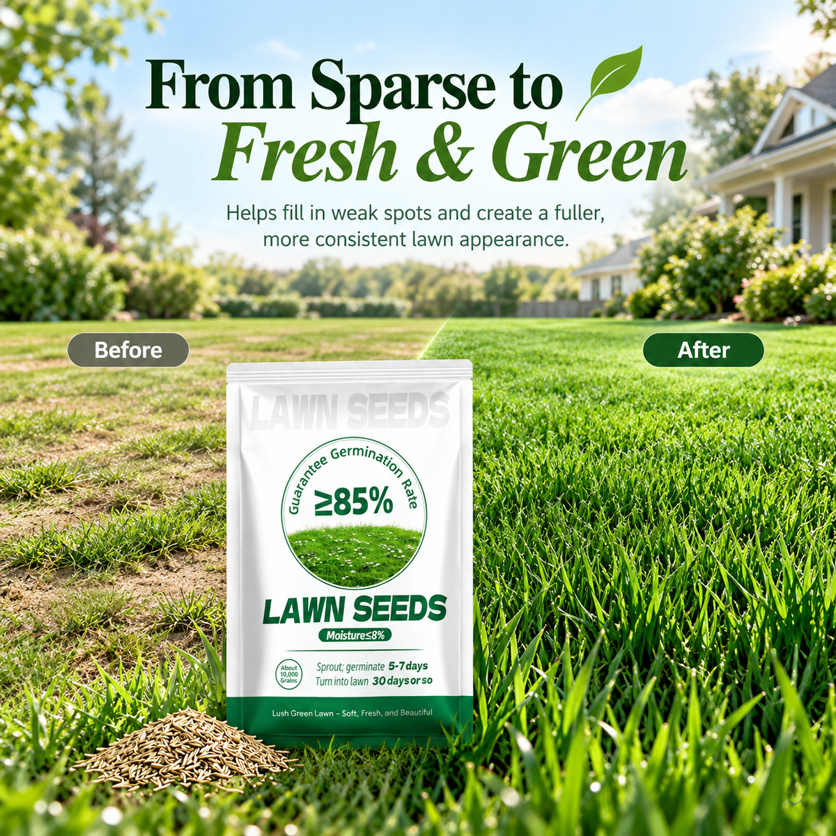 Quick Grow Grass Seed – Repair Bare Spots & Build a Thick Green Lawn