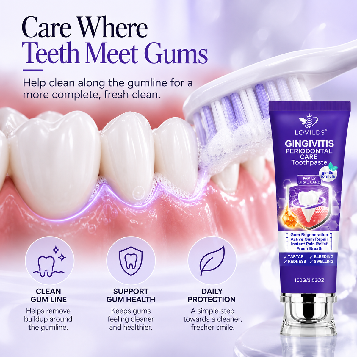 LOVILDS Gumline Care Toothpaste – Gentle Clean & Fresh Breath