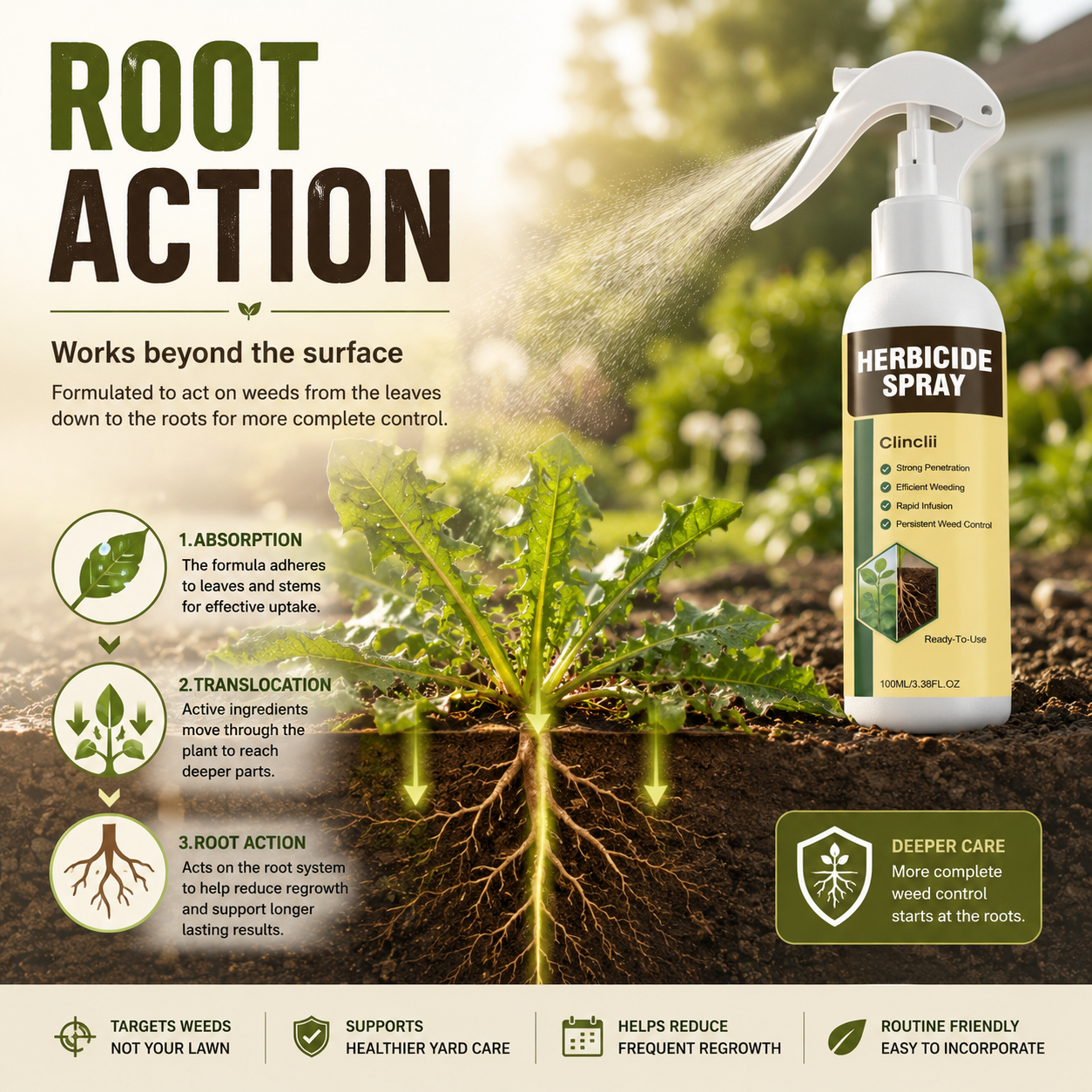 Clincili Weed Killer Spray – Deep Root Weed Control for a Cleaner, Tidy Yard