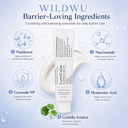 Wildwu™ LumiCalm Barrier Cream - Daily Face Moisturizer, Blemish Relief Care, Soothing Recovery, Vegan Korean Skincare