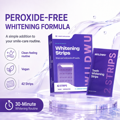 Wildwu Purple Teeth Whitening Strips - Non Sensitive Teeth Whitening - Peroxide-Free