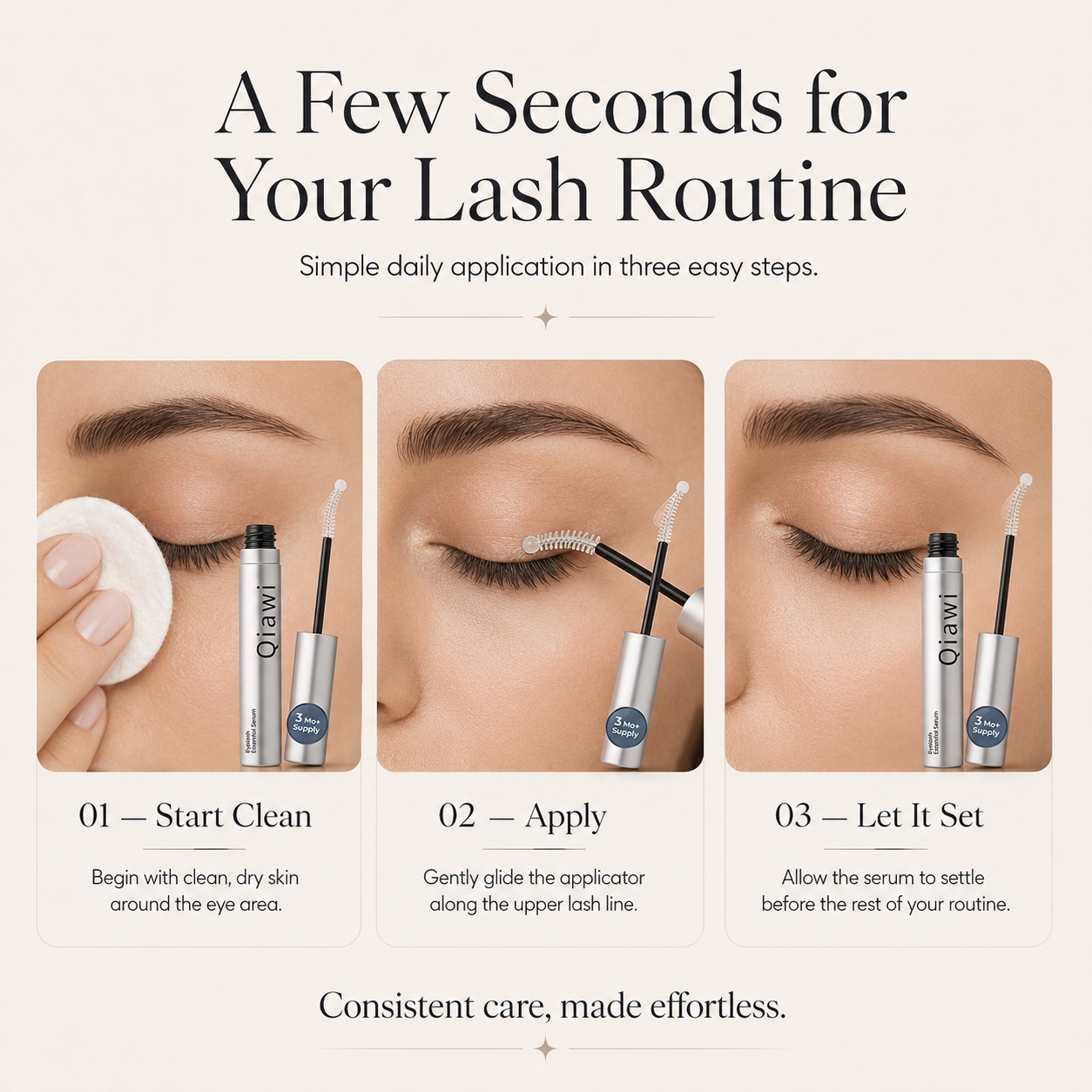 Qiawi Essential Lash Serum — Lightweight Lash Care for Fuller-Looking, Healthier-Looking Lashes