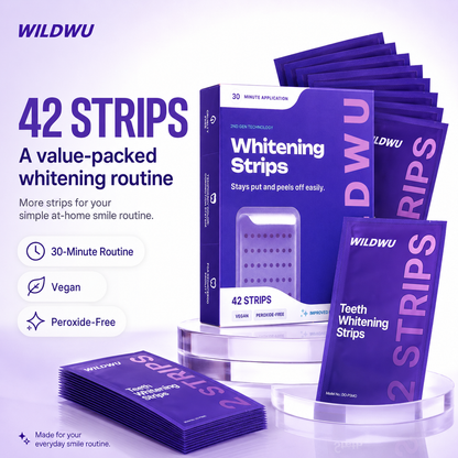 Wildwu Purple Teeth Whitening Strips - Non Sensitive Teeth Whitening - Peroxide-Free