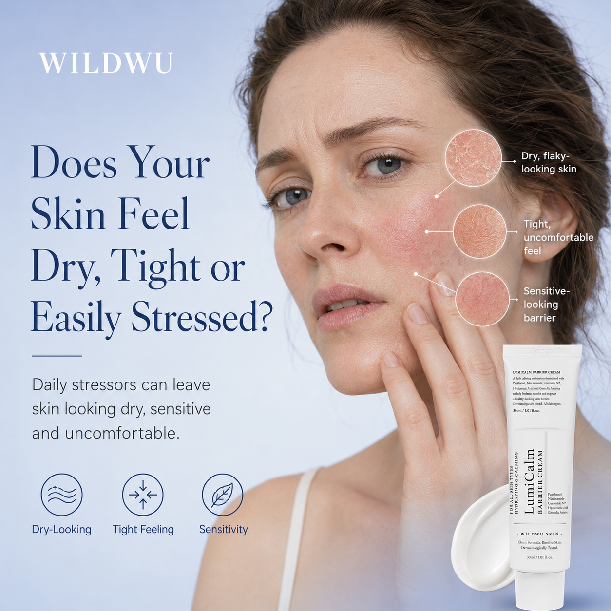 Wildwu™ LumiCalm Barrier Cream - Daily Face Moisturizer, Blemish Relief Care, Soothing Recovery, Vegan Korean Skincare