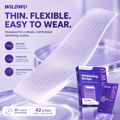 Wildwu Purple Teeth Whitening Strips - Non Sensitive Teeth Whitening - Peroxide-Free