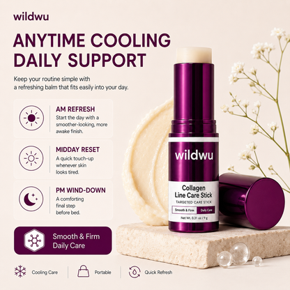 Wildwu™ Collagen Eye Balm Stick, Hydrating Under Eye Moisture Balm for Dry Fine Lines, Portable Eye Care Stick 9g